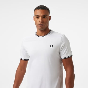  Fred Perry Twin Tipped Erkek Beyaz T-Shirt