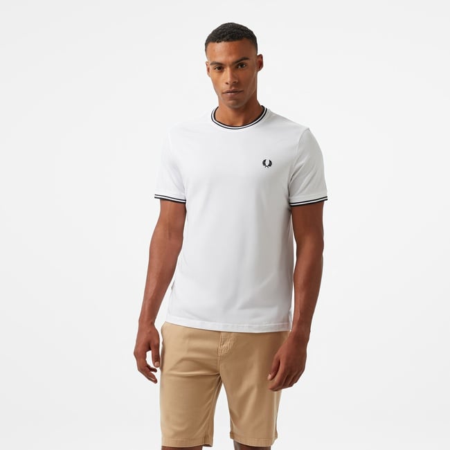  Fred Perry Twin Tipped Erkek Beyaz T-Shirt