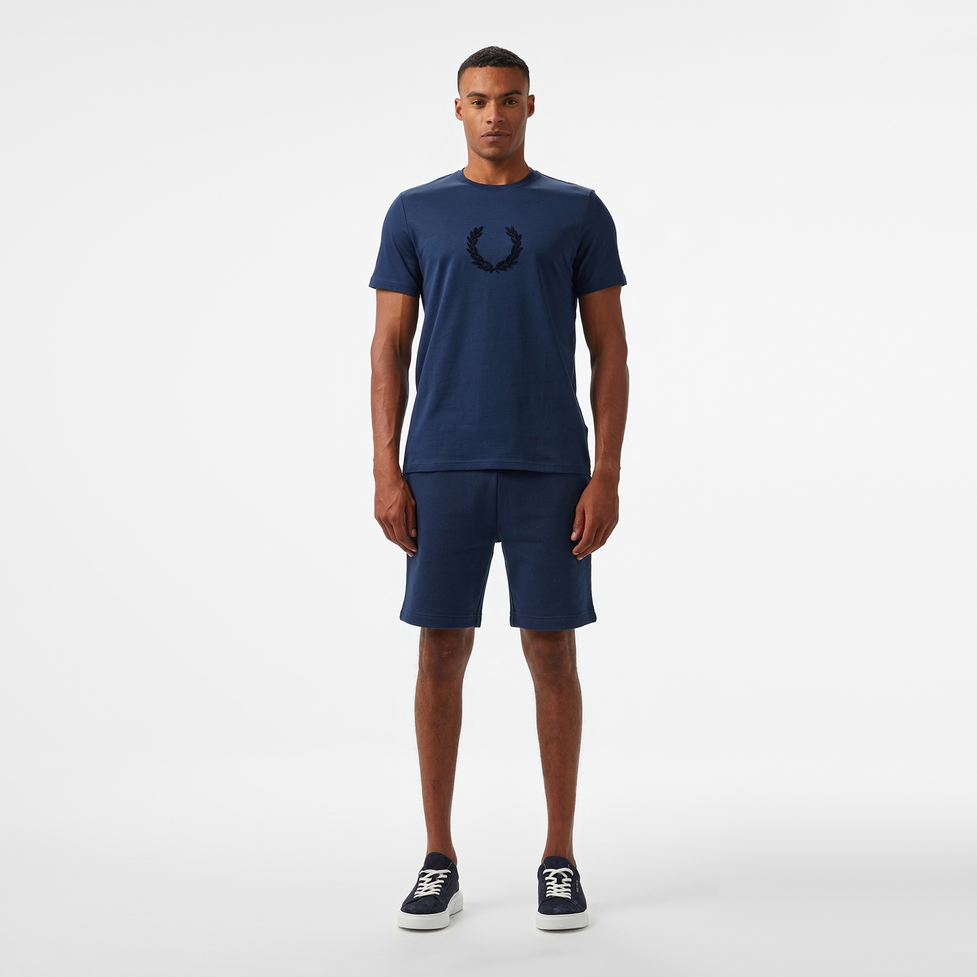 Fred Perry Textured Laurel Wreath Erkek Mavi T-Shirt