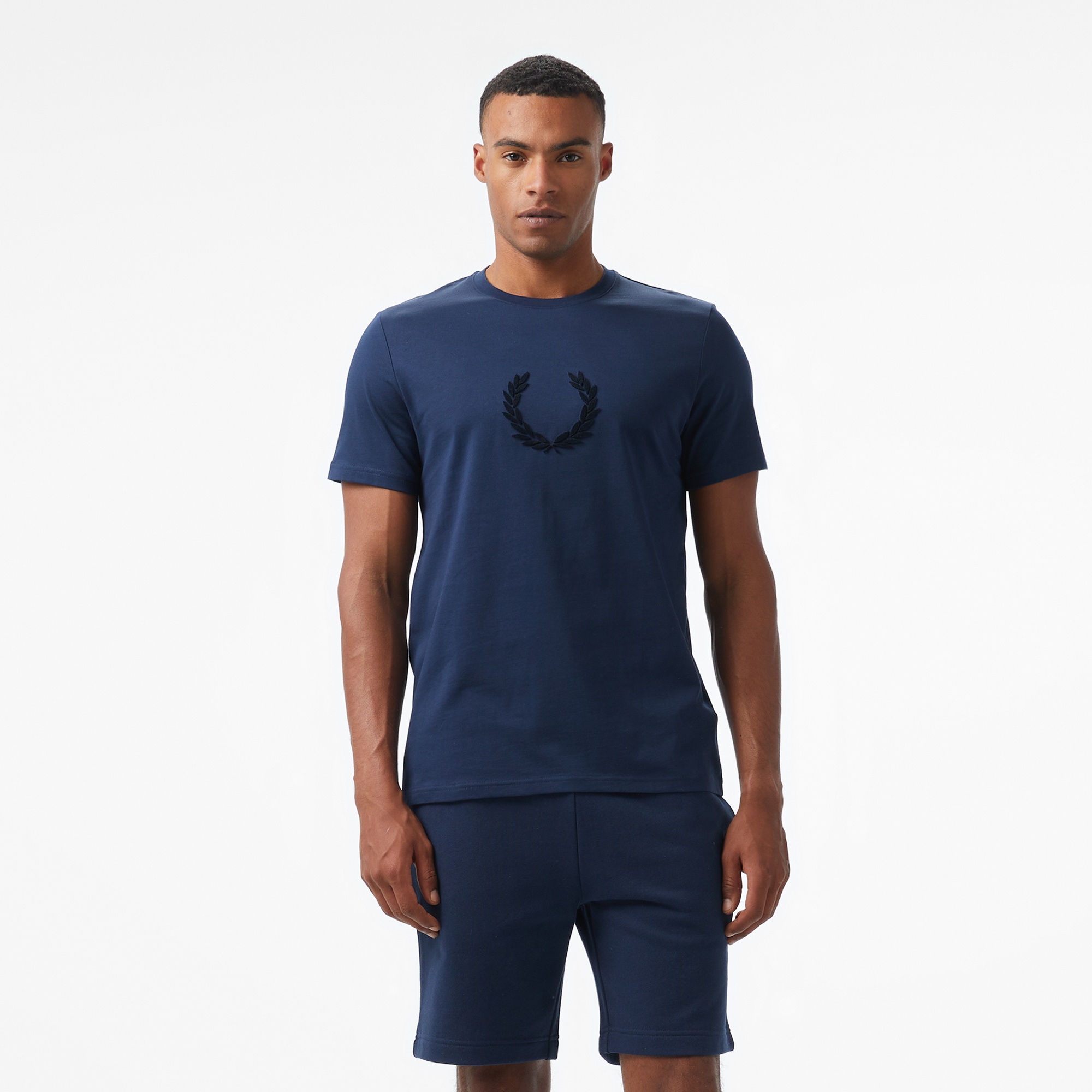 Fred Perry Textured Laurel Wreath Erkek Mavi T-Shirt