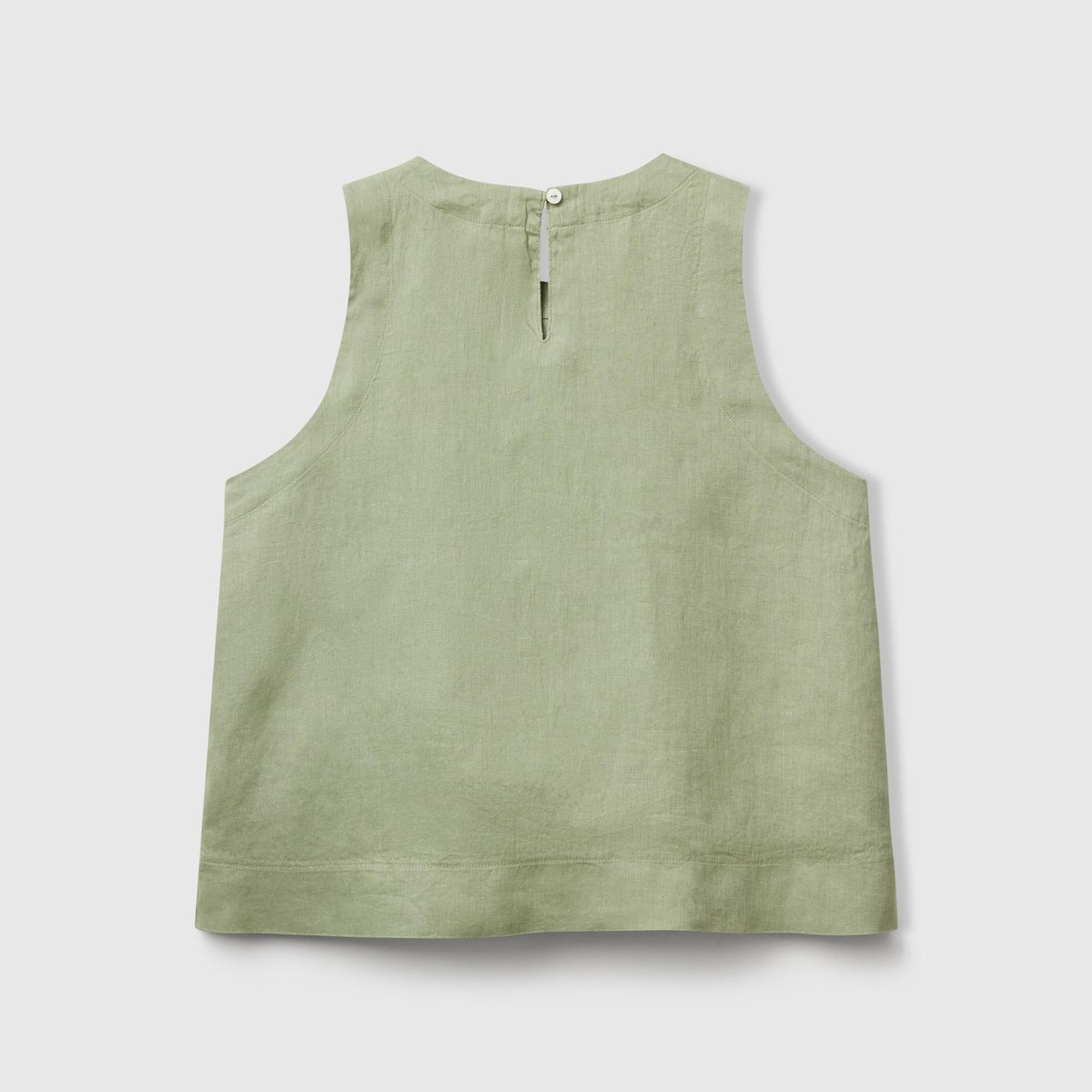 Kadın Adaçayı yeşili %100 Keten Kolsuz Bluz