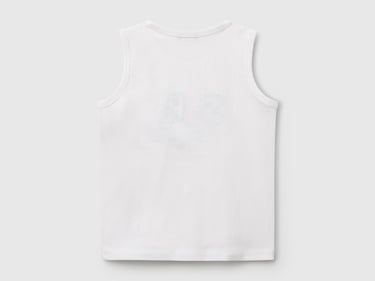  Erkek Çocuk Beyaz Kumaş Aplikeli Önü Baskılı Atlet