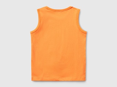  Erkek Çocuk Turuncu Kumaş Aplikeli Önü Baskılı Atlet