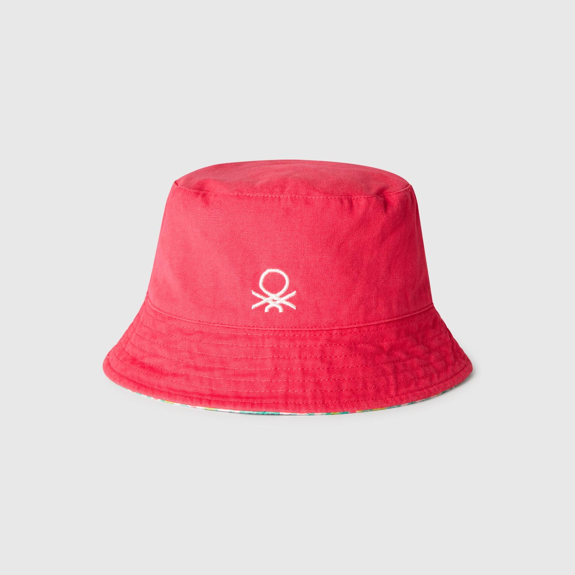 Erkek Çocuk Fuşya Desenli Logo İşlemeli Çift Taraflı Bucket Şapka