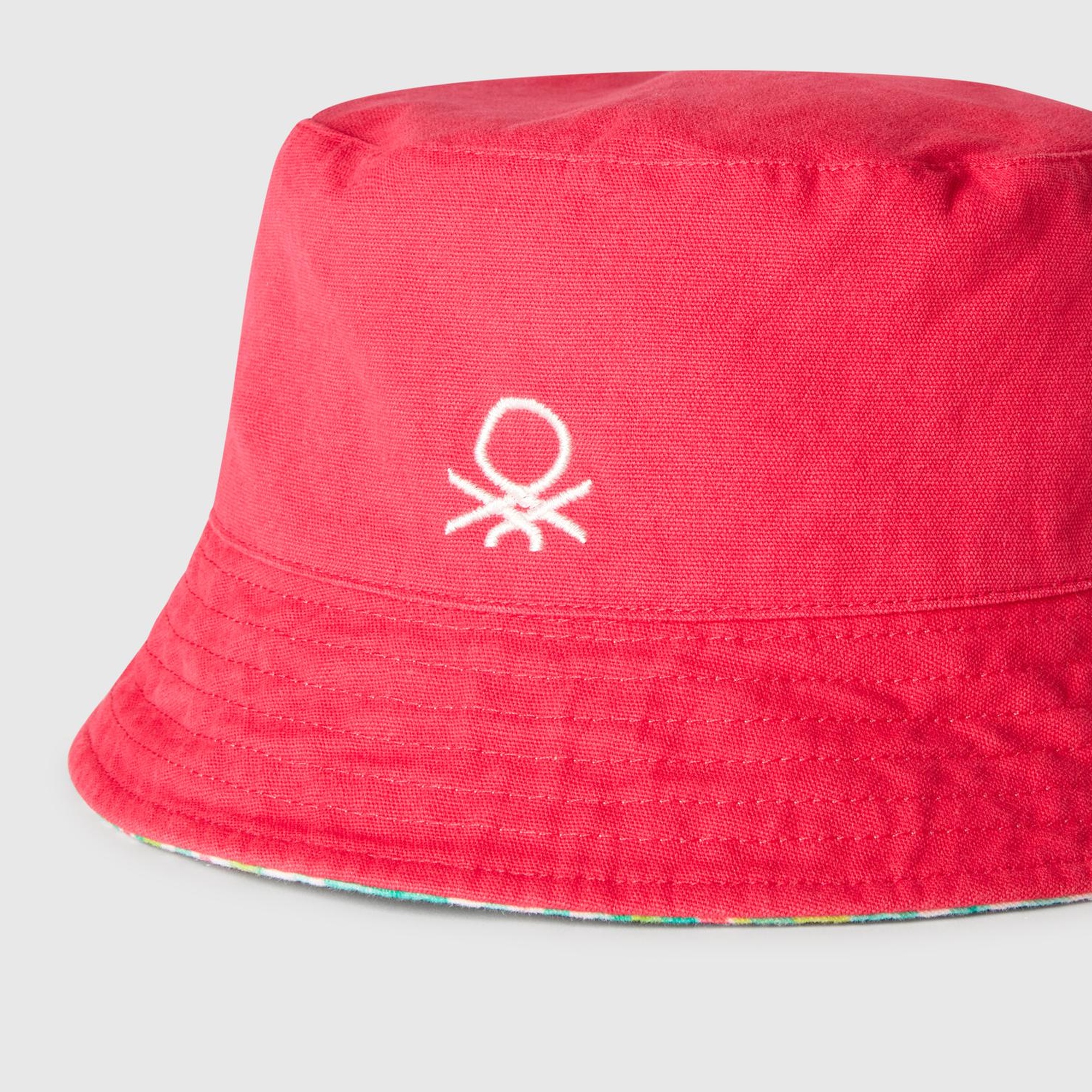 Erkek Çocuk Fuşya Desenli Logo İşlemeli Çift Taraflı Bucket Şapka