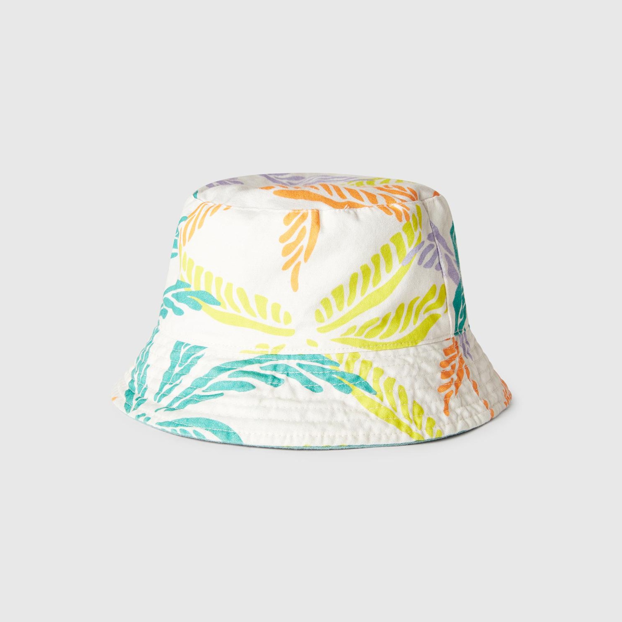Erkek Çocuk Mint Yeşili Desenli Logo İşlemeli Çift Taraflı Bucket Şapka