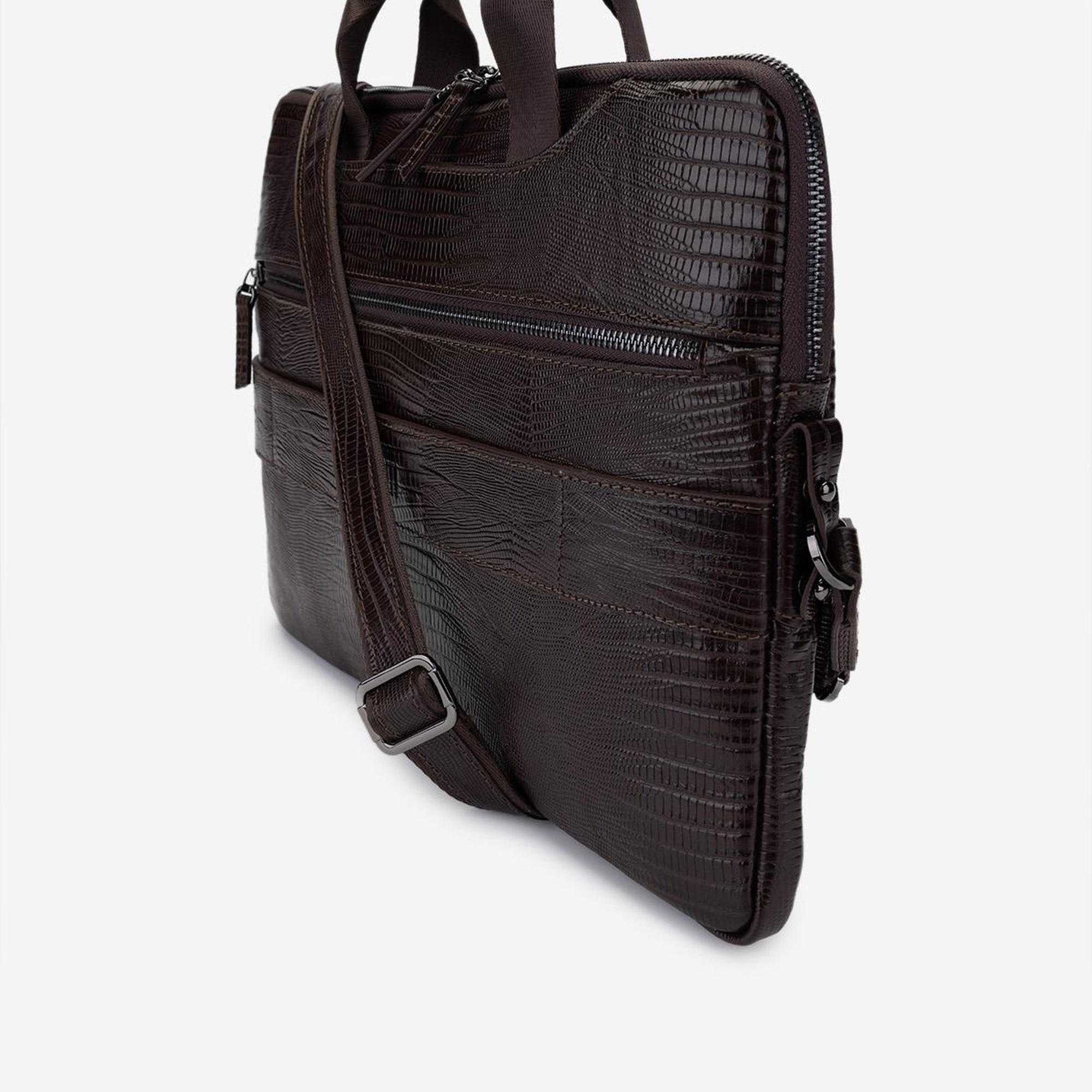 Valmenti Erkek Hakiki Deri Kahverengi Lazer Evrak Çantası