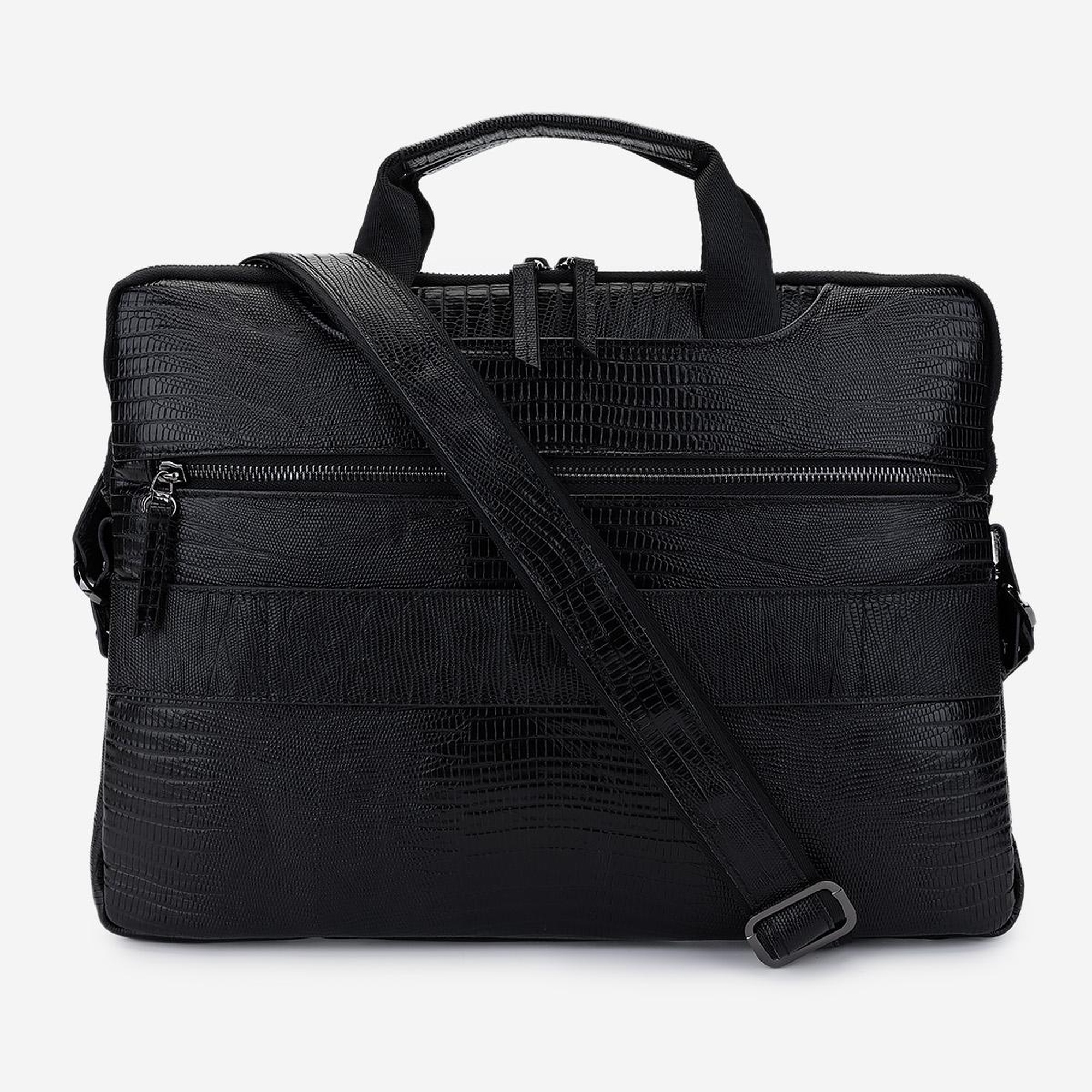 Valmenti Erkek Hakiki Deri Siyah Lazer Evrak Çantası