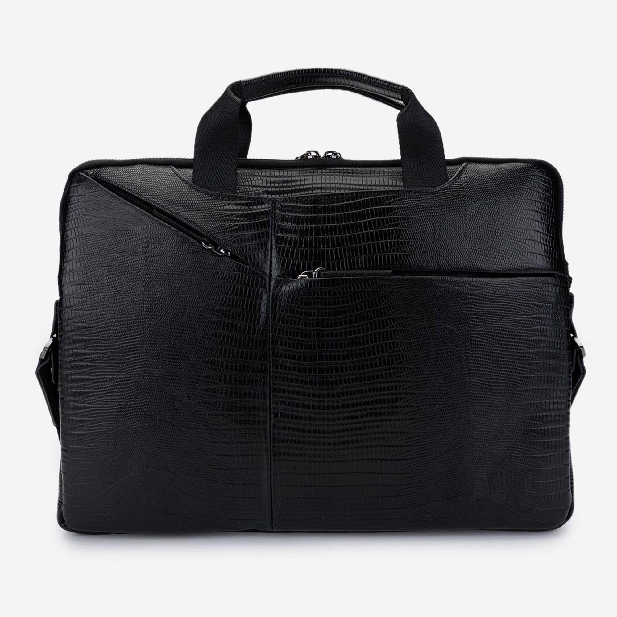 Valmenti Erkek Hakiki Deri Siyah Lazer Evrak Çantası