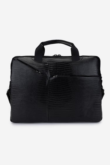  Valmenti Erkek Hakiki Deri Siyah Lazer Evrak Çantası