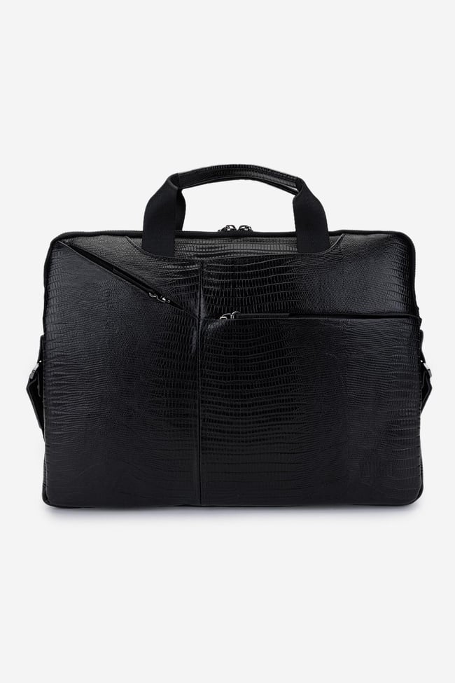  Valmenti Erkek Hakiki Deri Siyah Lazer Evrak Çantası