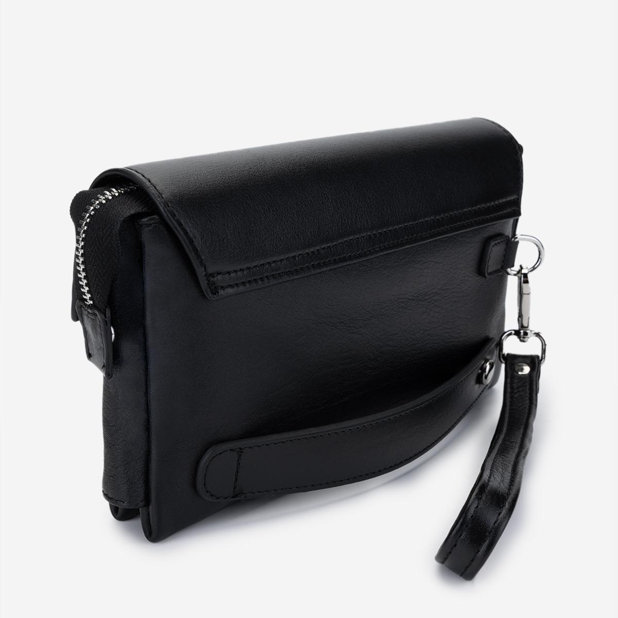 Valmenti Erkek Hakiki Deri Siyah Deri El Çantası