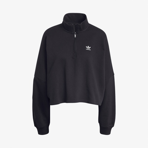  adidas Essentials Fleece Yarım Fermuarlı Kadın Siyah Hoodie