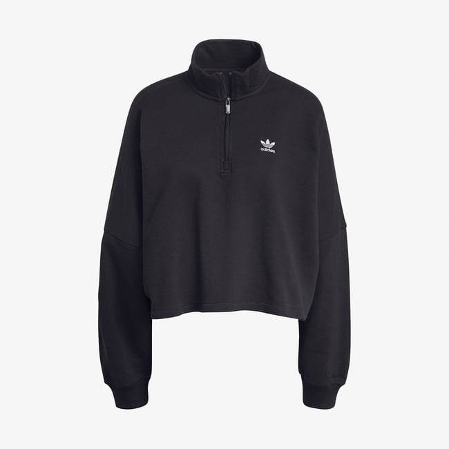 adidas Essentials Fleece Yarım Fermuarlı Kadın Siyah Hoodie