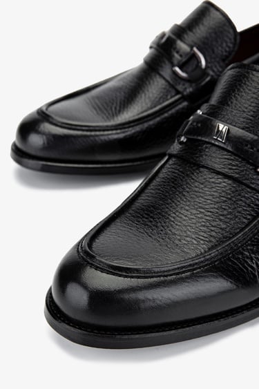  Valmenti Erkek Hakiki Deri Siyah Loafer Ayakkabı