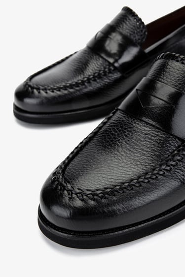  Valmenti Erkek Hakiki Deri Siyah Loafer Ayakkabı