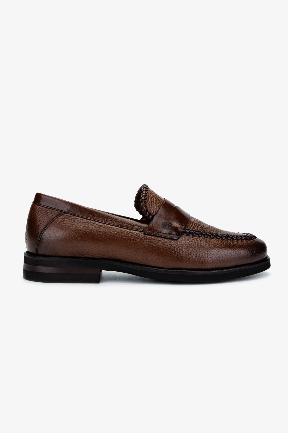  Valmenti Erkek Hakiki Deri Taba Loafer Ayakkabı