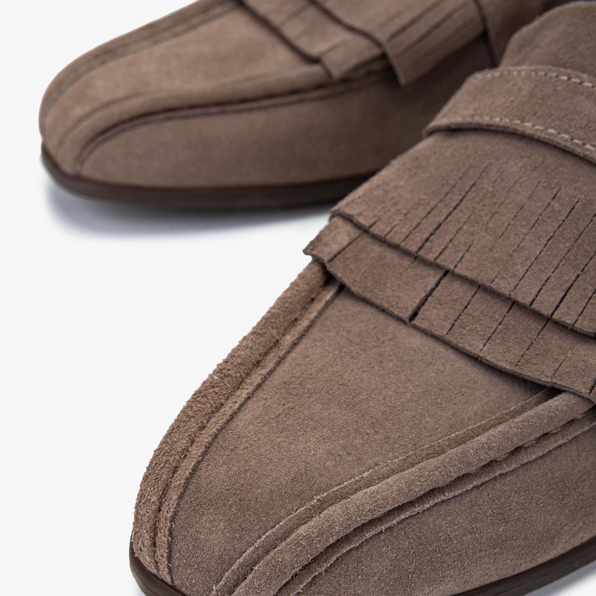 Valmenti Erkek Hakiki Deri Bej Süet Loafer Ayakkabı