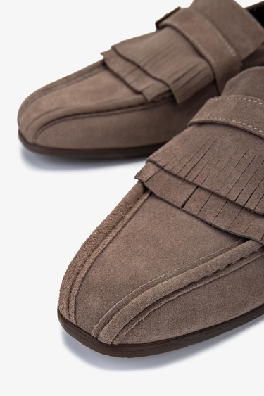  Valmenti Erkek Hakiki Deri Bej Süet Loafer Ayakkabı