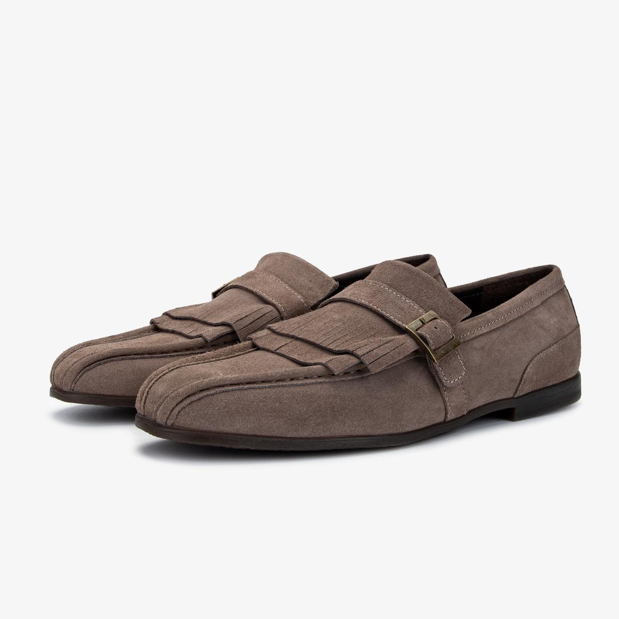 Valmenti Erkek Hakiki Deri Bej Süet Loafer Ayakkabı