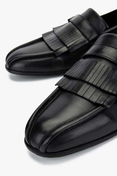  Valmenti Erkek Hakiki Deri Siyah Deri Loafer Ayakkabı