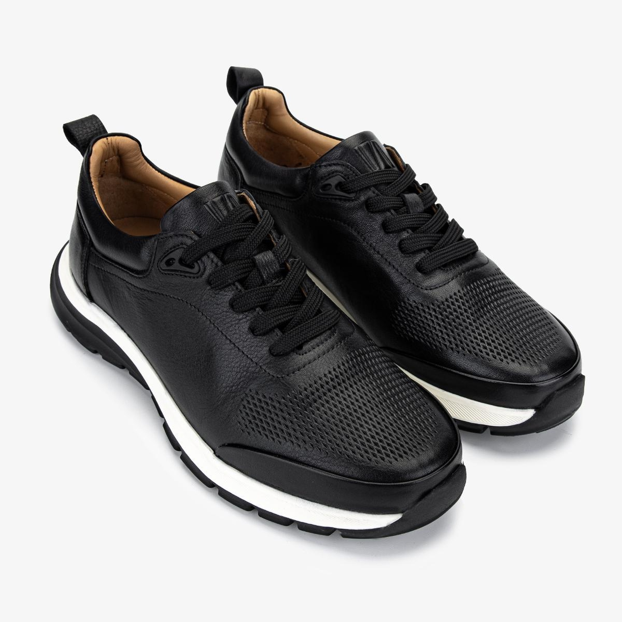 Valmenti Erkek Hakiki Deri Siyah Deri Sneakers & Spor Ayakkabı