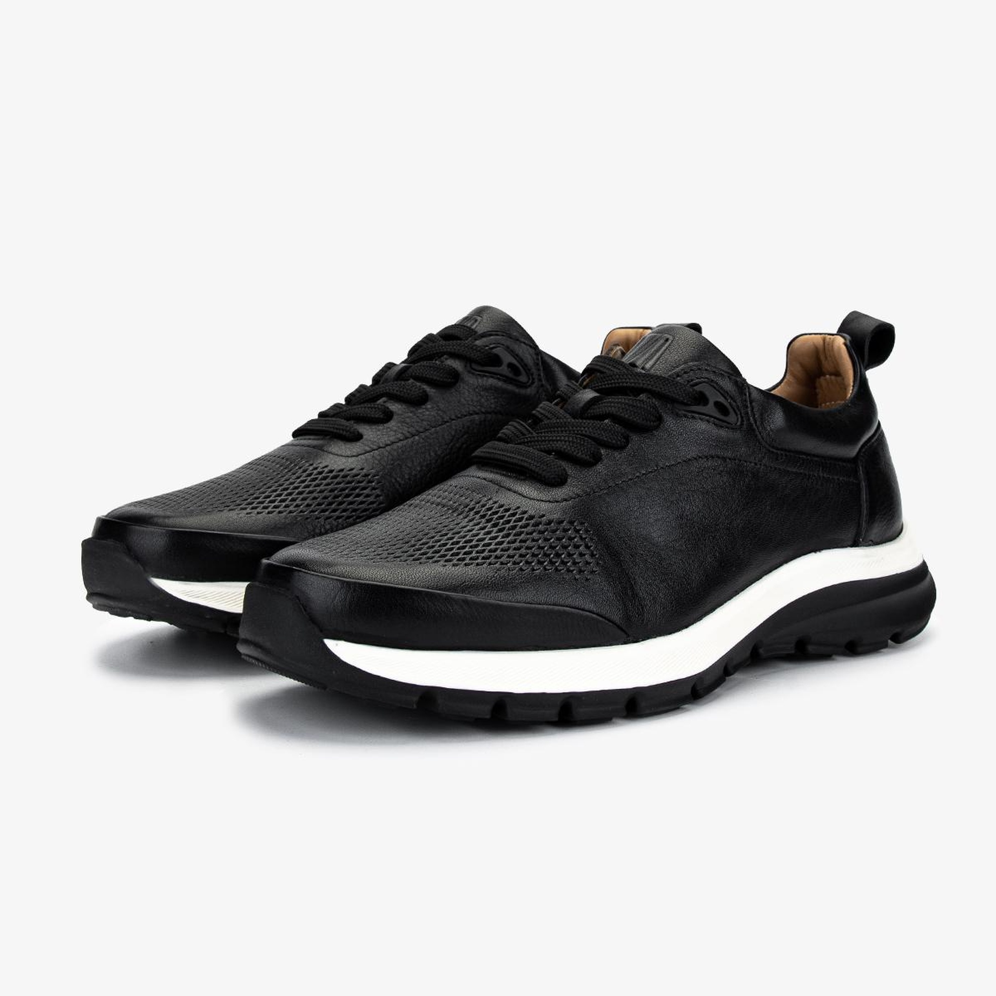 Valmenti Erkek Hakiki Deri Siyah Deri Sneakers & Spor Ayakkabı