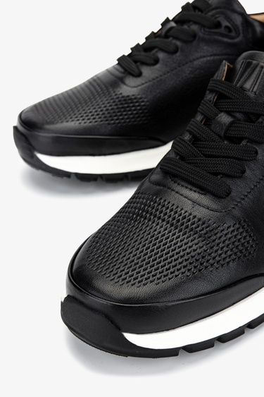  Valmenti Erkek Hakiki Deri Siyah Deri Sneakers & Spor Ayakkabı