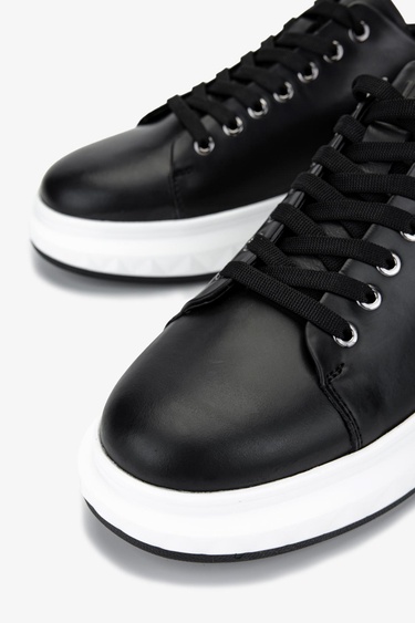  Valmenti Erkek Hakiki Deri Siyah Sneakers & Spor Ayakkabı