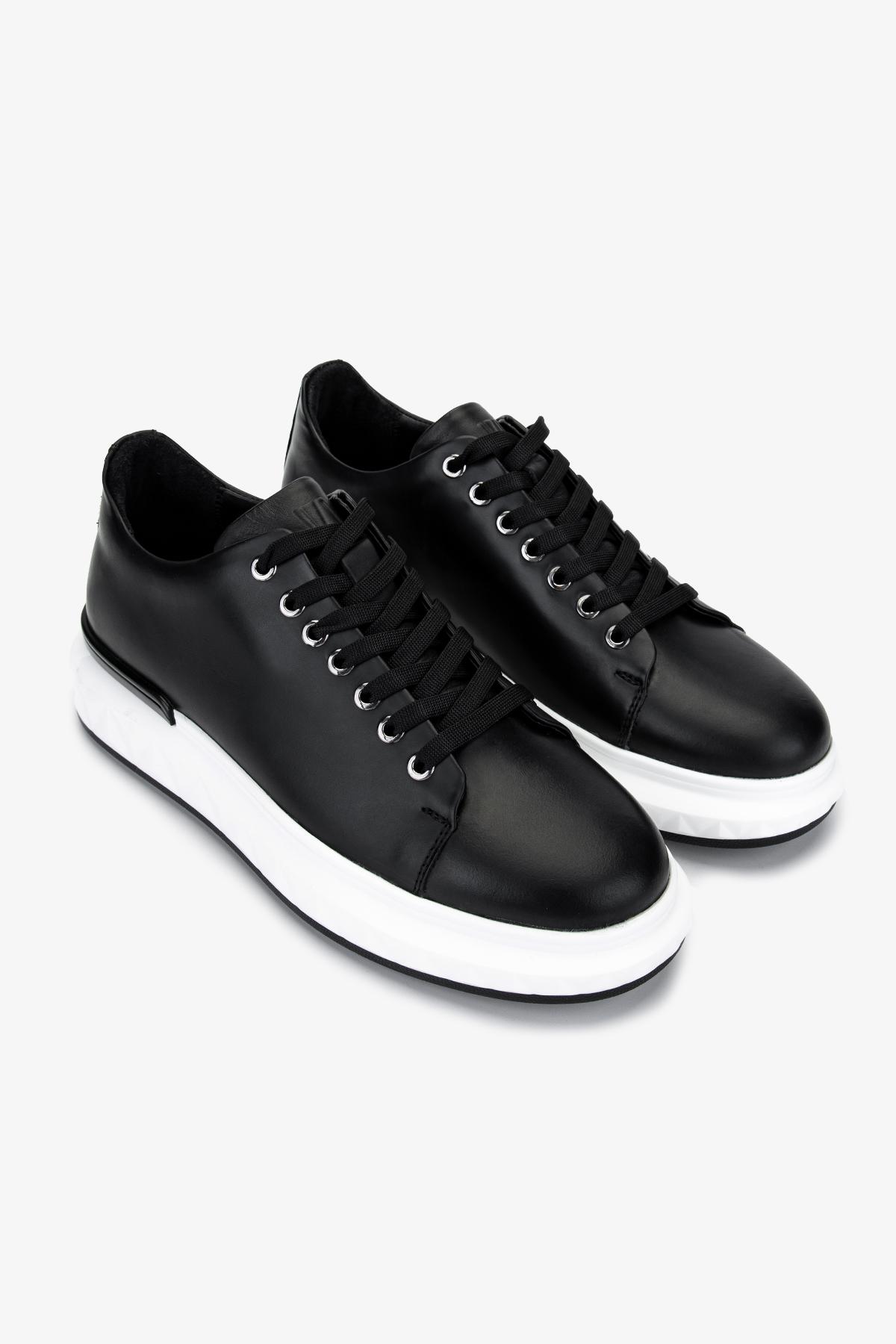 Valmenti Valmenti Erkek Hakiki Deri Siyah Sneakers &amp; Spor Ayakkabı | FashFed Siyah - 4. görsel