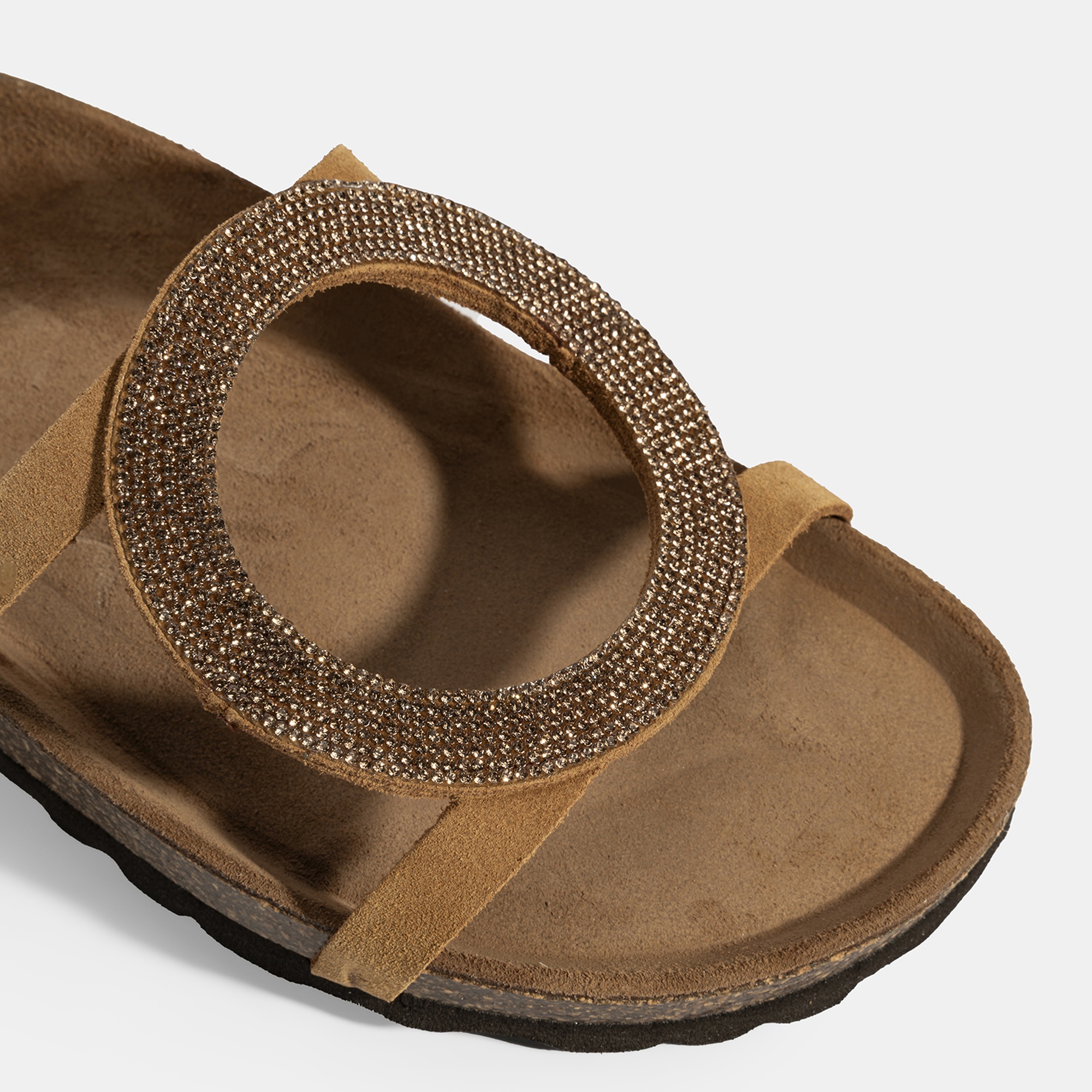 Kadın Taba Taş Detaylı Süet Terlik