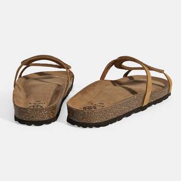  Kadın Taba Taş Detaylı Süet Terlik