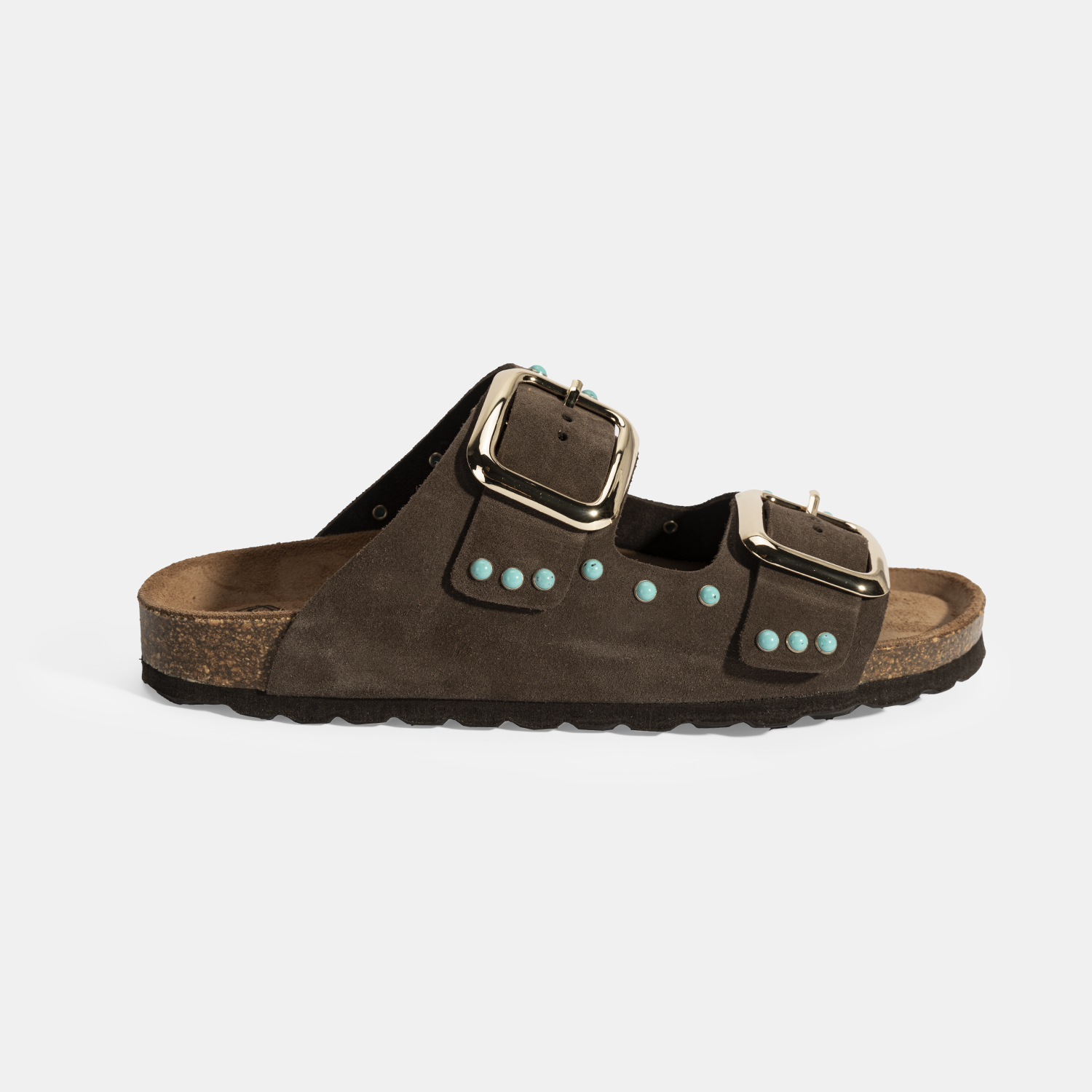  Kadın Kahve Ayarlanabilir Tokalı Süet Terlik