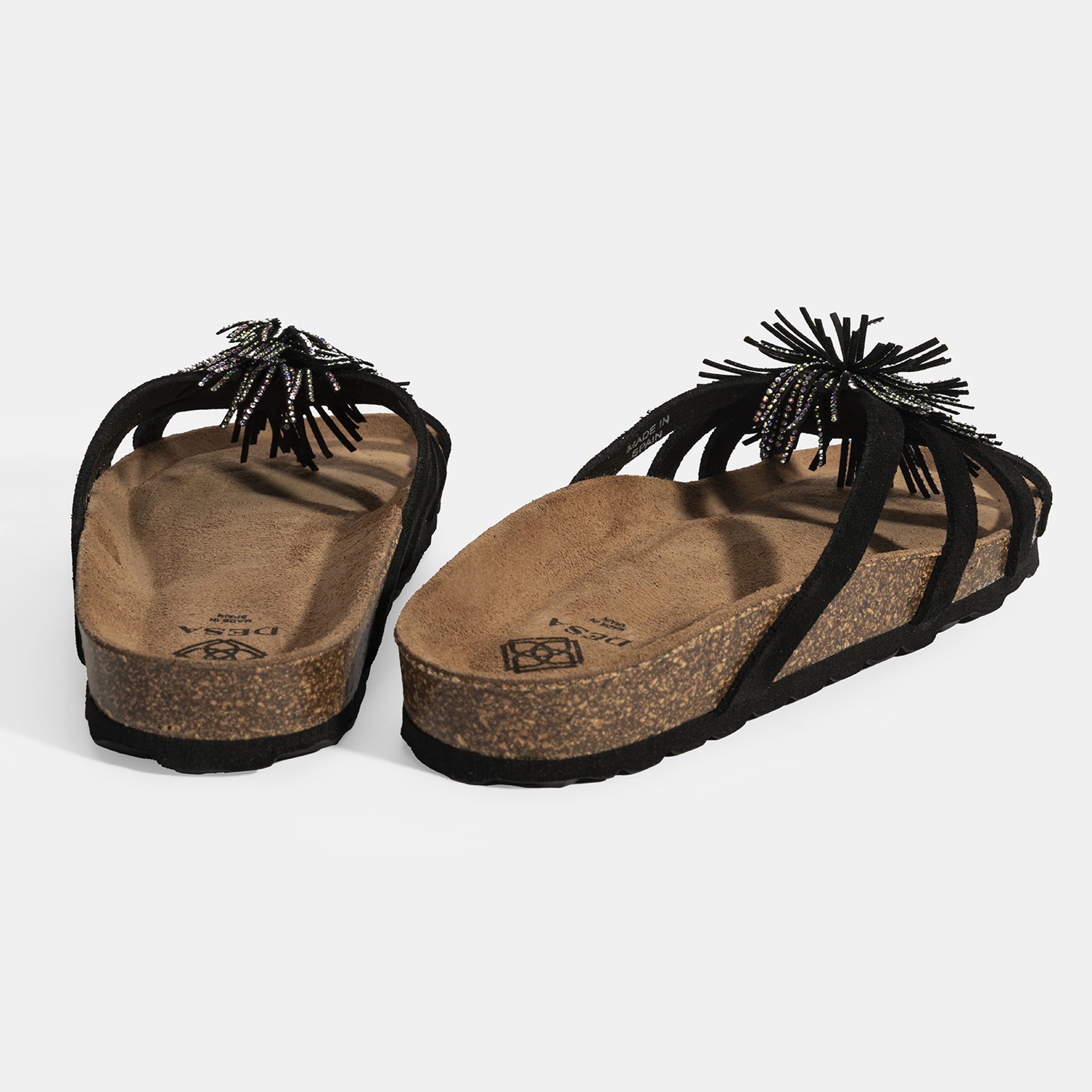 Kadın Siyah Taş Detaylı Süet Terlik