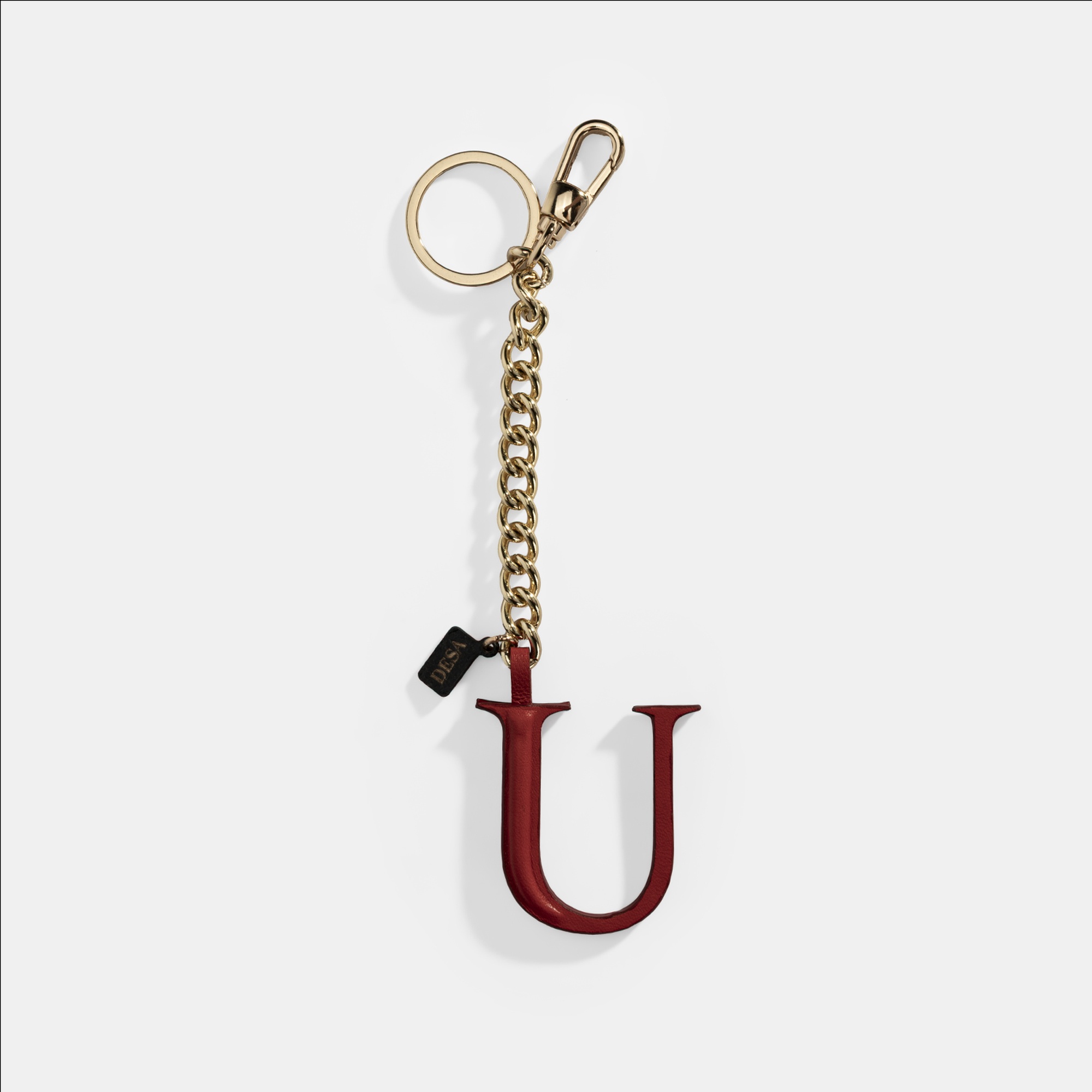 Kırmızı U Harfi Deri Anahtarlık