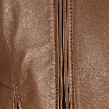  Kadın Taba Deri Biker Ceket