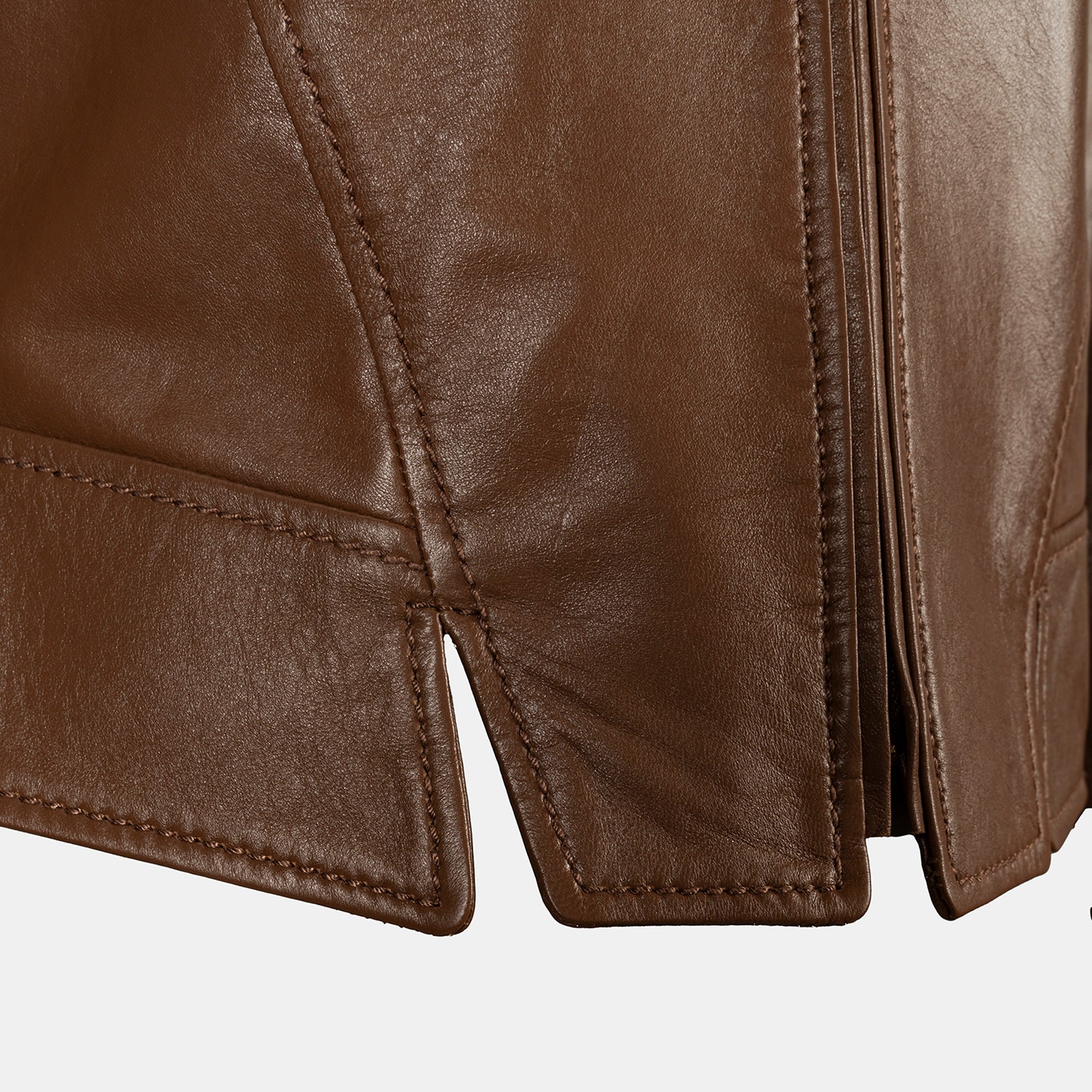 Kadın Taba Deri Biker Ceket