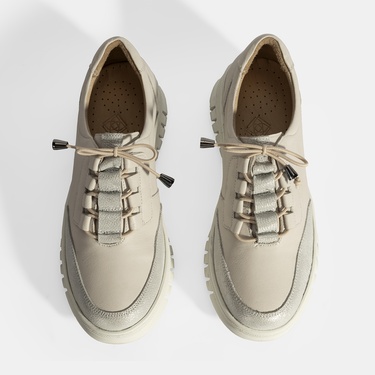  Kadın Beyaz DesaComfort Deri Bağcıklı Günlük Ayakkabı