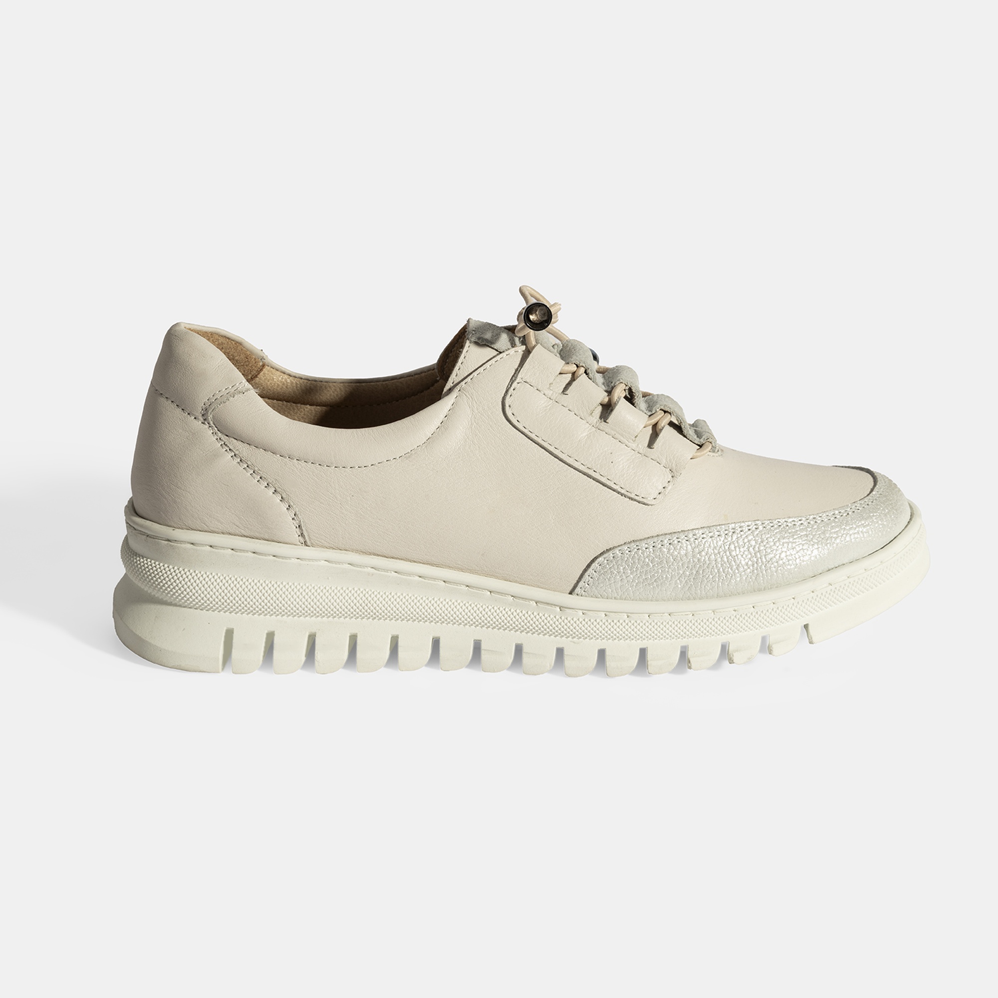 Kadın Beyaz DesaComfort Deri Bağcıklı Günlük Ayakkabı