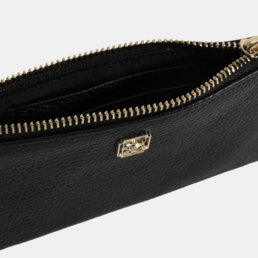  Kadın Siyah Fermuarlı Deri Cüzdan