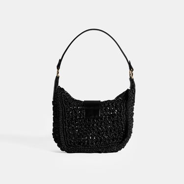  Kadın Siyah Monogram Logolu Omuz Çantası