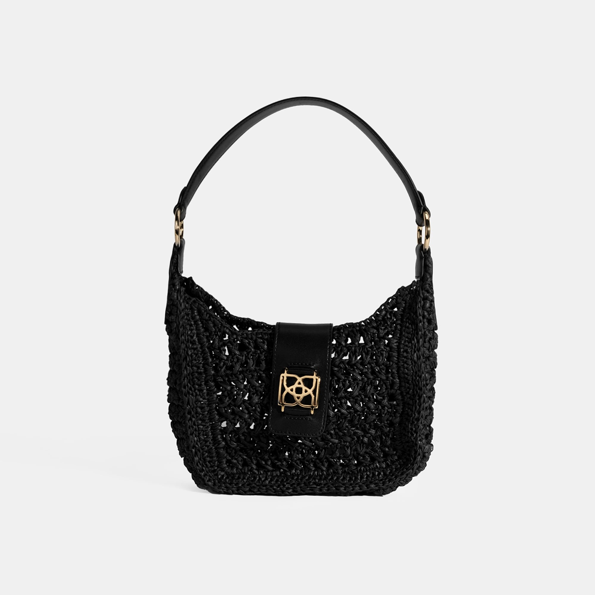 Kadın Siyah Monogram Logolu Omuz Çantası