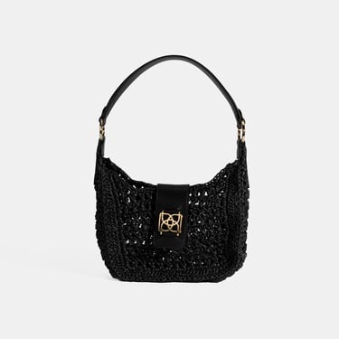  Kadın Siyah Monogram Logolu Omuz Çantası