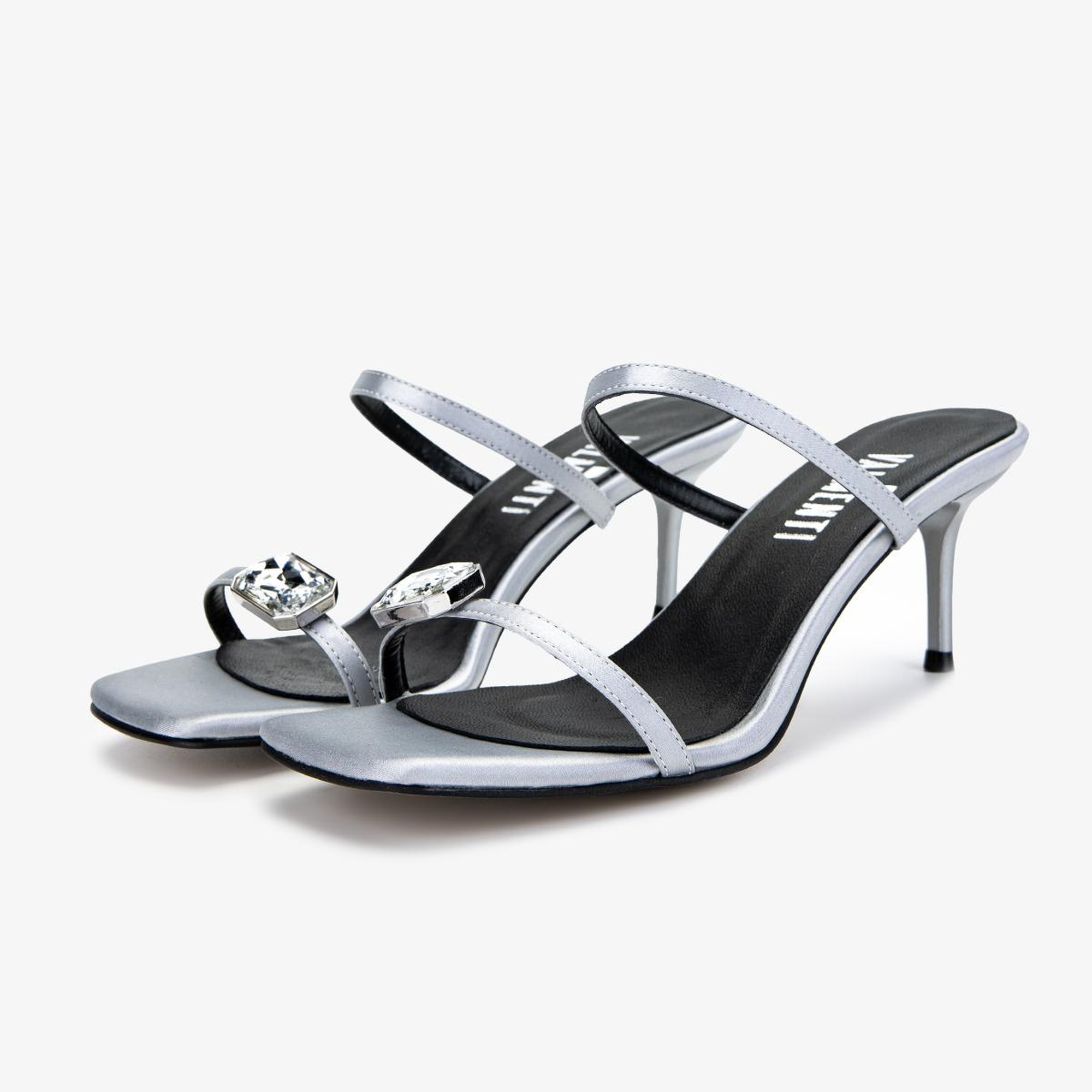 Valmenti Kadın Tekstil Gümüş Topuklu Terlik