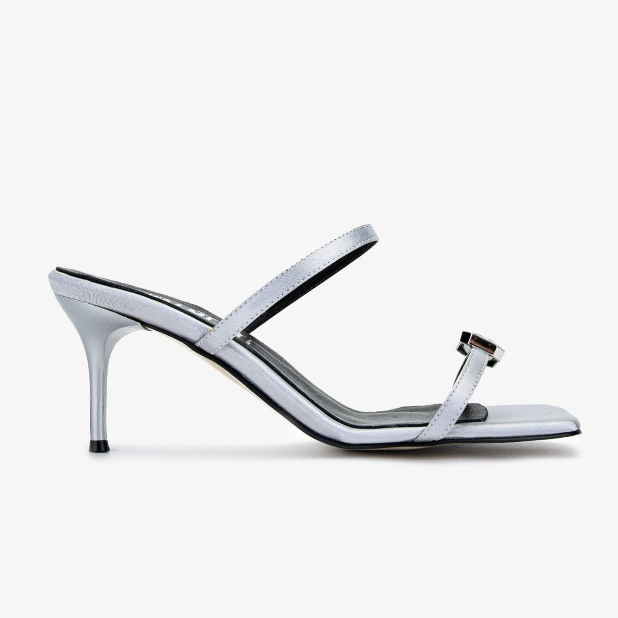 Valmenti Kadın Tekstil Gümüş Topuklu Terlik