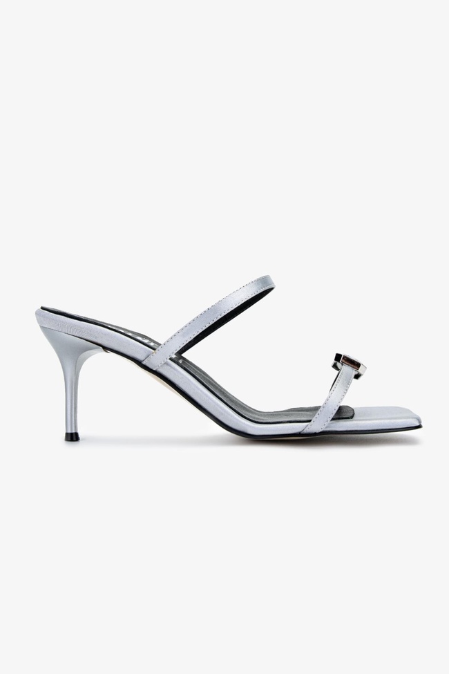  Valmenti Kadın Tekstil Gümüş Topuklu Terlik