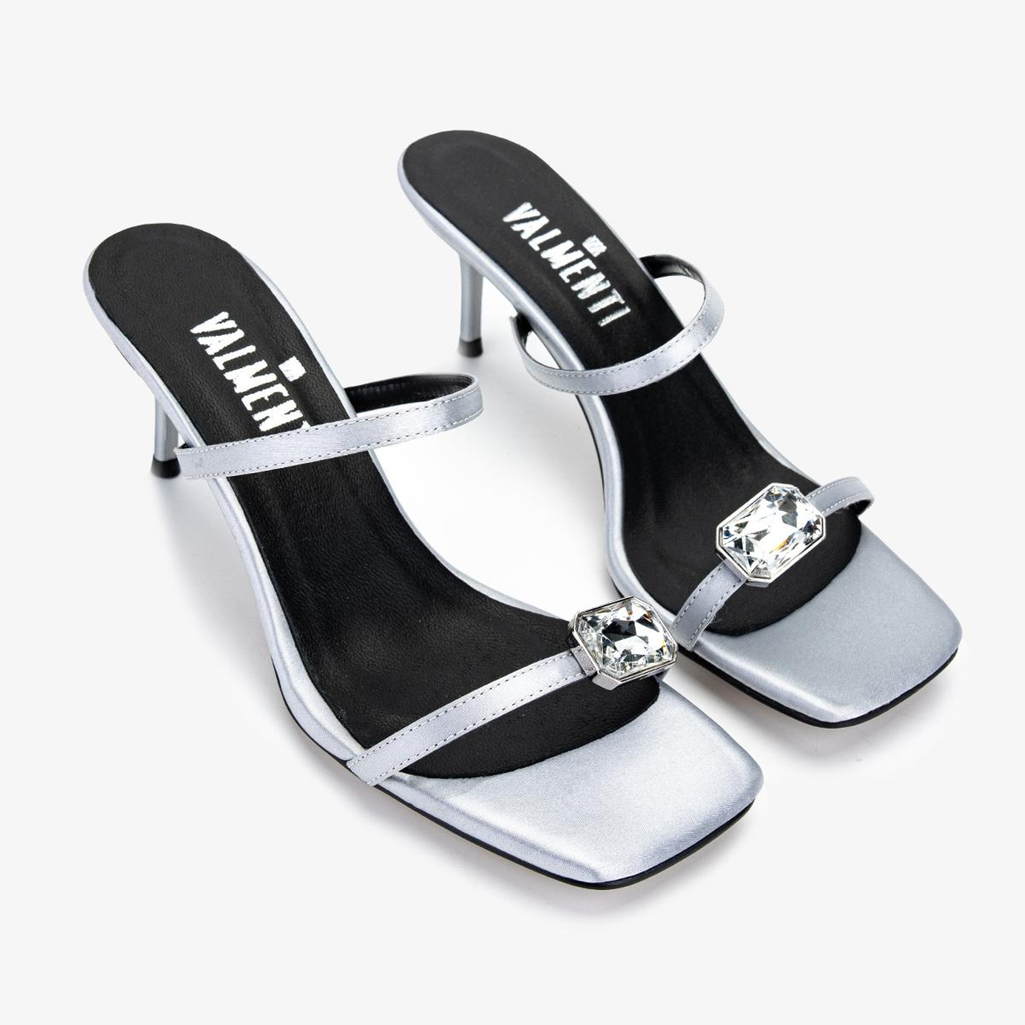 Valmenti Kadın Tekstil Gümüş Topuklu Terlik