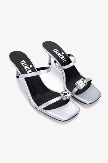  Valmenti Kadın Tekstil Gümüş Topuklu Terlik
