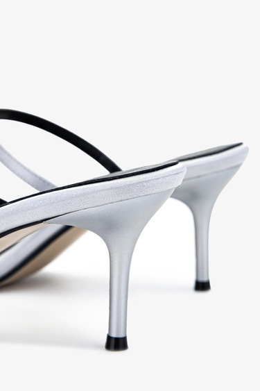  Valmenti Kadın Tekstil Gümüş Topuklu Terlik