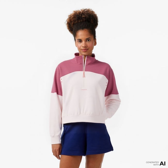  Converse Wordmark 1/2 Zip Kadın Beyaz Sweatshirt